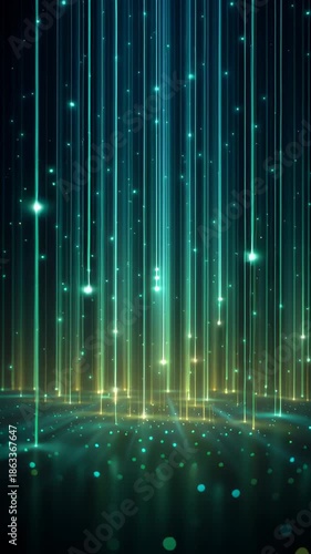 Wallpaper Mural Golden particles falling, shimmering green fragments swirling against deep background, creating luminous, dynamic visual symphony with ethereal motion Torontodigital.ca