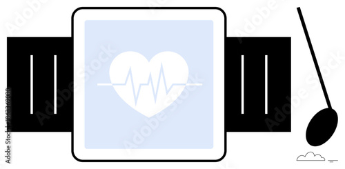 Heart health monitoring. Fitness tracker displaying heart and pulse recordings, reflecting heart health. Heart health for wellness, wearables, lifestyle, healthcare, and technology trends