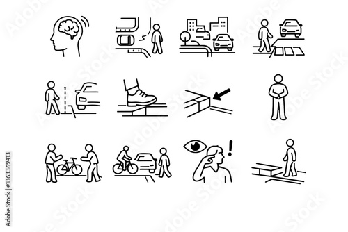 Edge urban navigation icon curb movement safety vector icons baseline road mindset