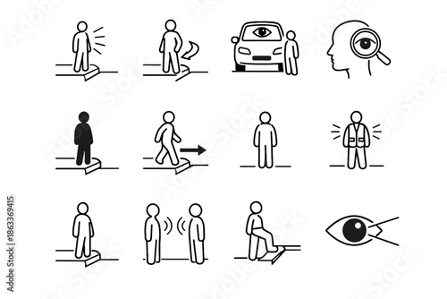 Curb visibility icon vector focus visual safety readiness silhouette urban driver