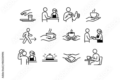 Etiquette gestures order receive icons caf cue focus respect vector icon exchange