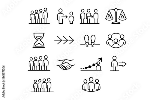 Fairness focus step vector minimalist icons arrow line discipline icon etiquette clarity