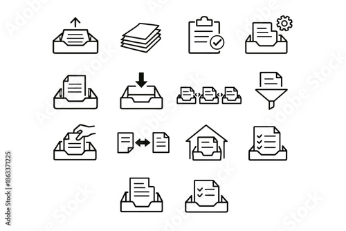 Paper icon baseline organization order document records mindset minimalist archiving admin vector