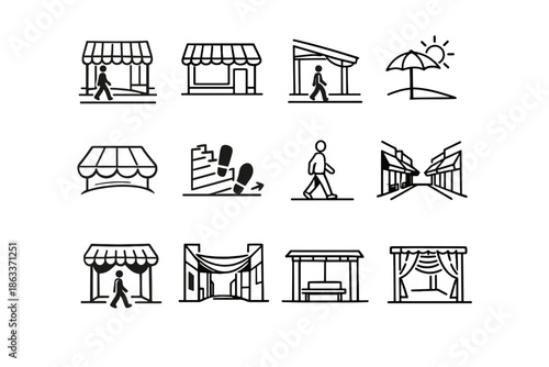 Navigation awning storefront vector icon step cover cue retail urban shade
