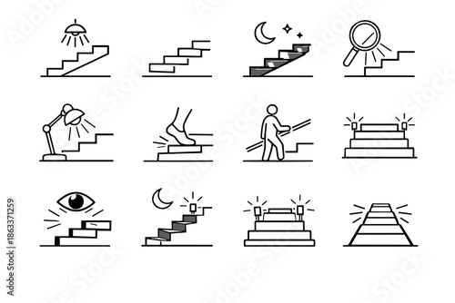 Lamp vector visual stair lighting use comfort cue calm night icons icon