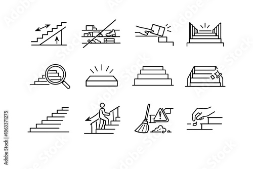 Icon vector clear safety hazard objects calm stair obstacle icons safe stairway