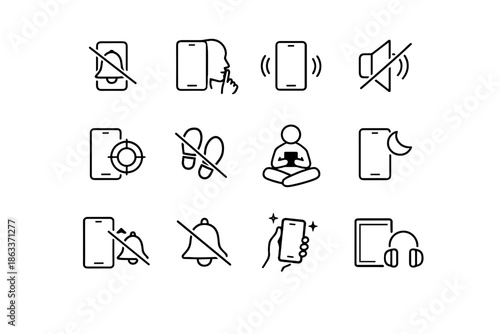 No library etiquette tech clarity phone mode step device vector icon silent