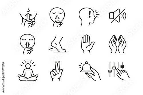 Request requested step gesture cue icon library noise quiet reminder icons vector