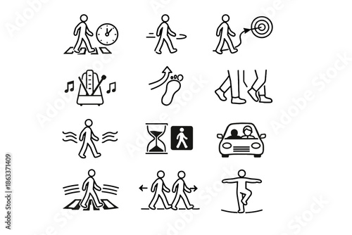 Movement icons vector foot crossing speed focus anticipation timing driver urban habit