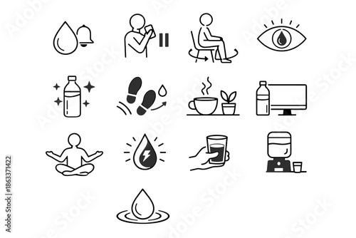 Icon wellness balance drink healthy habit circulation habits hydration sip break vector