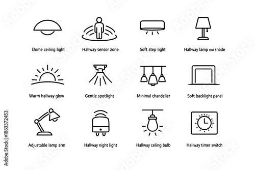 Adjustable icon timer vector light minimalist chandelier arm hallway ceiling panel icons