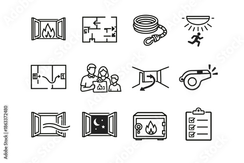 Icons icon escape fire family swing arrow vector preparing window plan room
