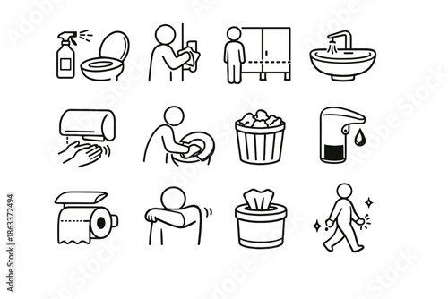 Line person used etiquette sneeze icon vector trash tissue restroom public under