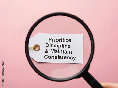 Magnifying glass on note with motivational text