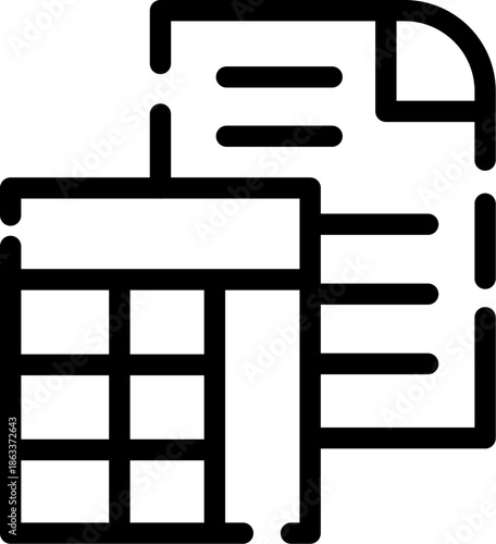 Spreadsheet and Document Icon Representing Data Analysis and Financial Reporting.