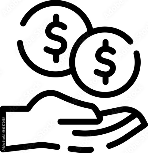 Hand holding two dollar coins symbolizing financial transactions and monetary exchange.