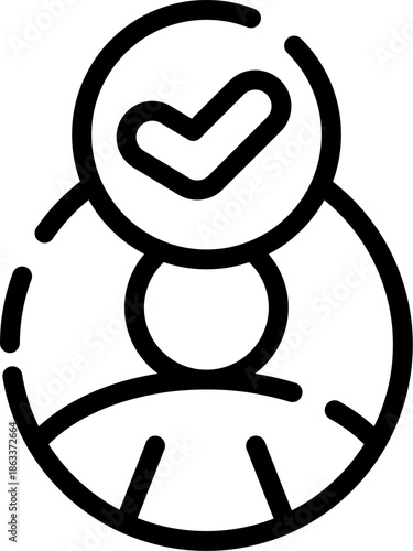 User Profile Verification Icon with Checkmark for Account Confirmation.