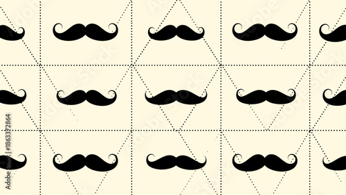Elegant mustache pattern with geometric lines for a retro or vintage design theme