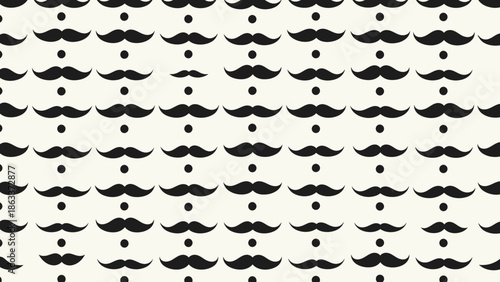 Monochrome moustache pattern background, repeating design, elegant and stylish design