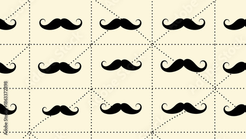 Seamless mustache pattern with dotted grid for vintage or retro themed designs