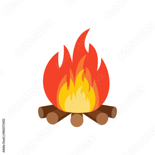 Camping Bonfire Icon. Flat Vector