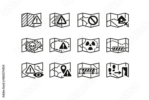 Cue icon indication hazard evacuation minimalist clarity step icons vector danger focus
