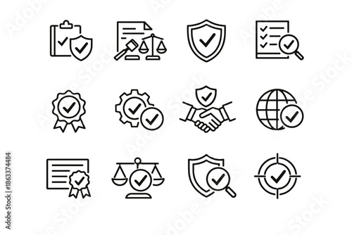 Assurance marker consent clarity vector focus icons icon verification sign adherence cue