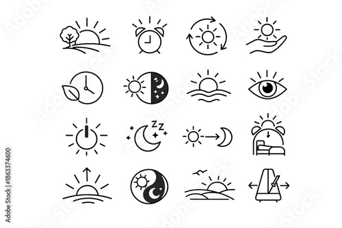 Balance icon morning cue light habit sleep icons up support vector hygiene