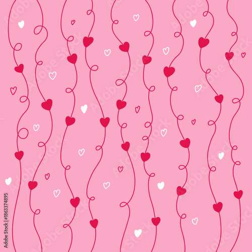Red Hearts on Pink Background – Lovely seamless pattern 