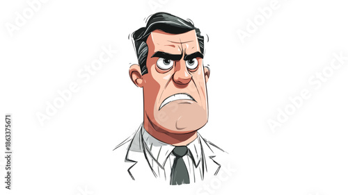 Angry Boss Cartoon Vector on White Background - Professional Illustration for Work Environment