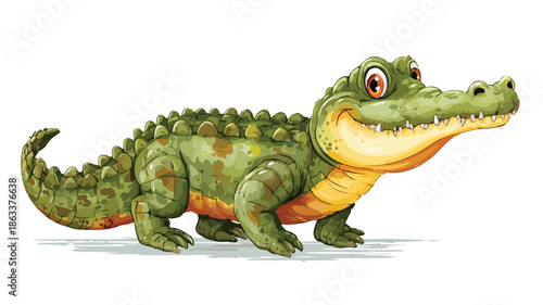 Adorable Cartoon Crocodile on White Background Vector Illustration