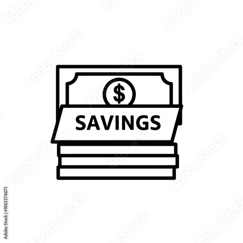 Simple Line Art Illustration of Savings Money and Financial Growth