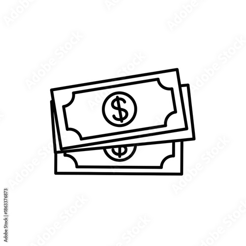 Simple Line Drawing of Money Bills for Financial or Economic Concepts