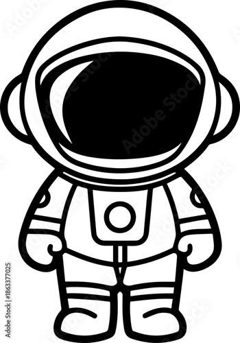 SVG vector illustration of an astronaut silhouette.Cartoon Astronaut Standing on a Round Alien Platform