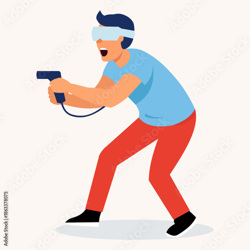 friends competing in virtual reality gaming experience