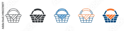 Picnic Basket Icon Set Multiple Style Collection 