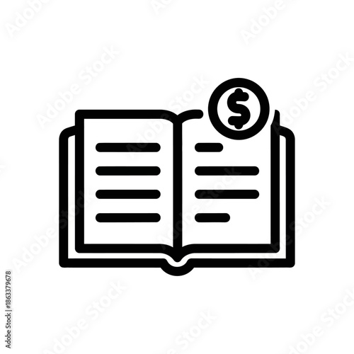 Financial Book Icon with Money Symbol, Business and Economy Concept