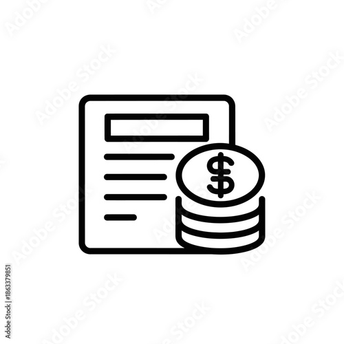 Financial Document with Coin Stack and Dollar Sign for Business and Banking Concepts
