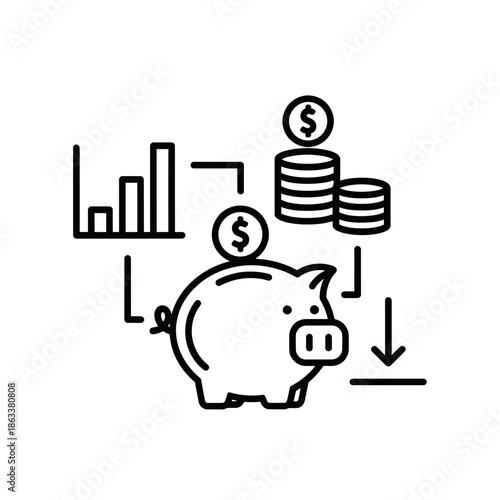 Financial Growth and Savings Concept Illustration with Piggy Bank and Graph