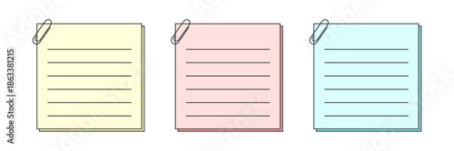 クリップで留められたメモ帳、メモ、ノート