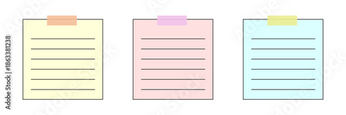 マスキングテープが貼られたメモ帳、メモ、ノート