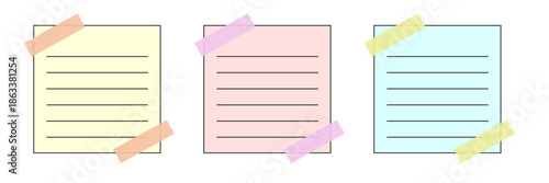 マスキングテープが貼られたメモ帳、メモ、ノート2