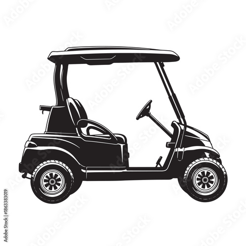Golf Cart Silhouette Isolated Recreational Vehicle For Golfing And Transportation Around Course Vector Illustration
