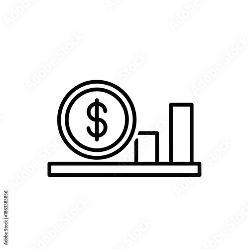 Financial Growth Bar Graph with Dollar Sign Illustration for Business and Investment Concepts
