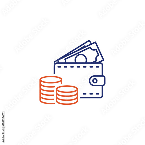 Financial Management and Budgeting Concept with Wallet and Coins Illustration