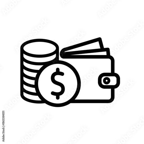 Financial Management and Cash Flow Concept with Wallet and Coin Illustration