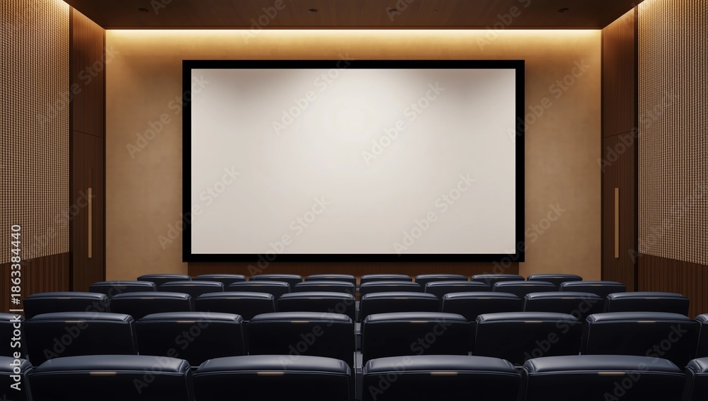 Obraz premium Mock up projector screen conference room with seats Business meeting Office building