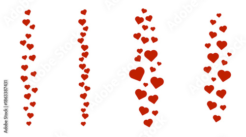 Social media likes flying up for stories and live streams. Heart icons for social media UI. Vector illustration isolated on transparent background. Digital marketing, engagement and feedback concept.