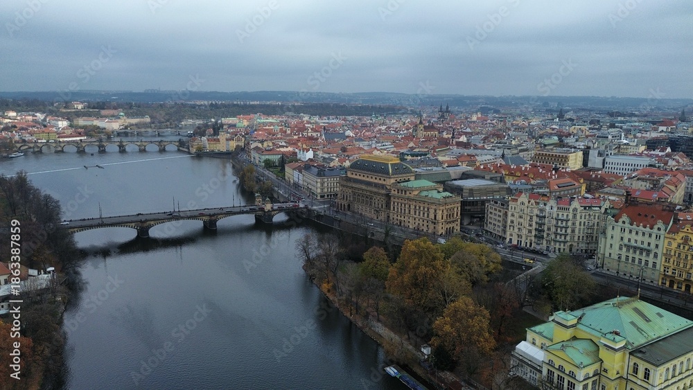 Obraz premium Prague drone old city old Prague