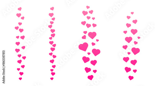 Social media likes flying up for stories and live streams. Heart icons for social media UI. Vector illustration isolated on transparent background. Digital marketing, engagement and feedback concept.